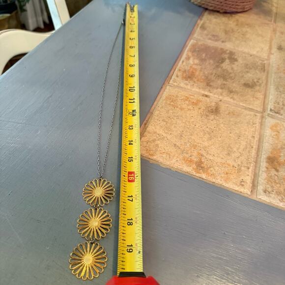 Sabika Long Two Tone Gold flower Pendant Necklace Summer 2019 - Picture 6 of 10